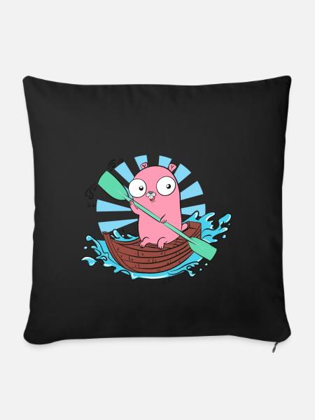 GoLang Gopher Bootspaddel - Sofakissenbezug 45 x 45 cm - Schwarz