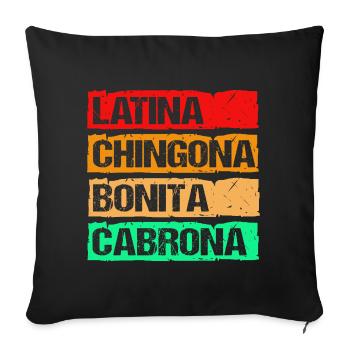 Chingona Latina - Sofa pillowcase 17,3'' x 17,3'' (45 x 45 cm) - black - Front