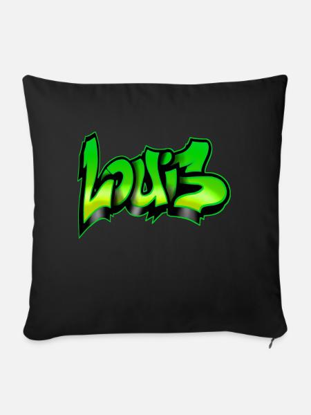 graffiti name prenom LOUIS VERT GREEN - Sofakissenbezug 45 x 45 cm - Schwarz