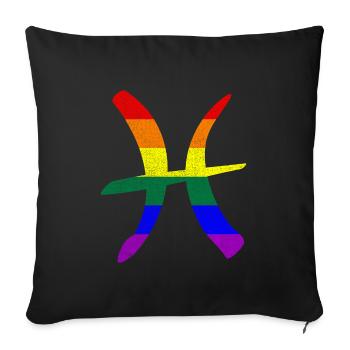 LGBT Gay Pride Flag Pisces Zodiac Sign - Sofa pillowcase 17,3'' x 17,3'' (45 x 45 cm) - black - Front