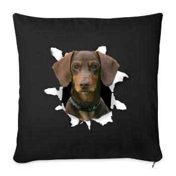 Dackel Hund - Dackel - Sofakissenbezug 45 x 45 cm - Schwarz - Vorne