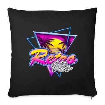 Retro Vibe - Nostalgie Neon Vapor Wave Palm Sunset - Sofakissenbezug 45 x 45 cm - Schwarz - Vorne