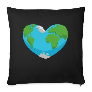 Earth Heart Nature Environment Planet Design - Sofa pillowcase 17,3'' x 17,3'' (45 x 45 cm) - black - Front