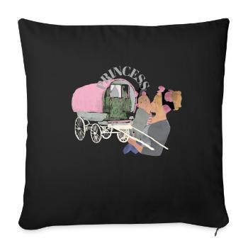 princesse, princes gitans mère et enfant peinture à la main - Housse de coussin décorative 45 x 45 cm - noir - Devant