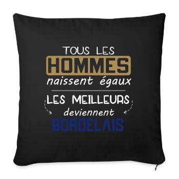Bordelais - Aquitaine - Ville - France - Cadeau - Housse de coussin décorative 45 x 45 cm - noir - Devant
