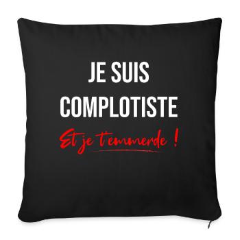 Complotiste Emmerde Blanc - Housse de coussin décorative 45 x 45 cm - noir - Devant