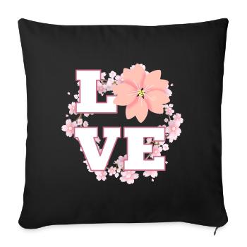Love Cherry Blossom Ring - Sofa pillowcase 17,3'' x 17,3'' (45 x 45 cm) - black - Front