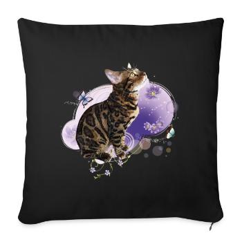 Chat du Bengale - Housse de coussin décorative 45 x 45 cm - noir - Devant