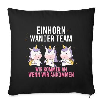 Einhorn Wanderteam Einhorn Wander Team - Sofakissenbezug 45 x 45 cm - Schwarz - Vorne