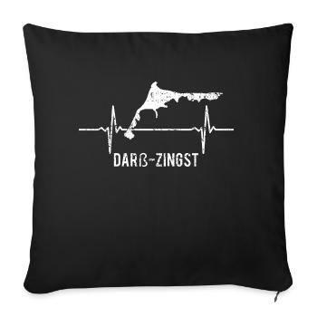 Geschenk, Heartbeat, Insel, Herzschlag Darß-Zingst - Sofakissenbezug 45 x 45 cm - Schwarz - Vorne