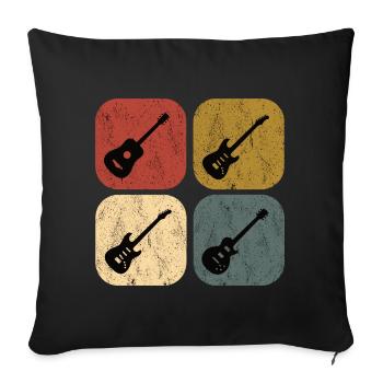 Guitars colorful retro vintage guitarist - Sofa pillowcase 17,3'' x 17,3'' (45 x 45 cm) - black - Front