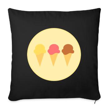 Eis Eiscreme Erdbeereis Vanilleeis Schokoeis - Sofakissenbezug 45 x 45 cm - Schwarz - Vorne