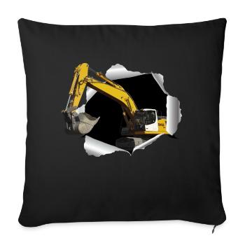 Bagger buddelt sich durchs T-Shirt - Sofakissenbezug 45 x 45 cm - Schwarz - Vorne