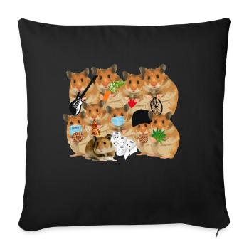 Hamster gang Hamsters Many - Sofa pillowcase 17,3'' x 17,3'' (45 x 45 cm) - black - Front