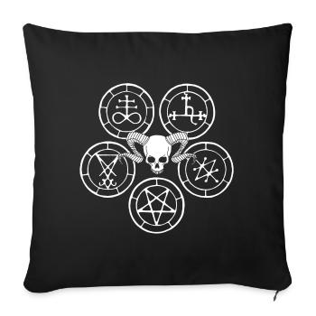 White demon skull and demonic symbols - Sofa pillowcase 17,3'' x 17,3'' (45 x 45 cm) - black - Front