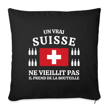 Suisse, Suisse humour, je suis Suisse - Housse de coussin décorative 45 x 45 cm - noir - Devant