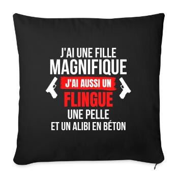 père et fille, mère et fille - Housse de coussin décorative 45 x 45 cm - noir - Devant