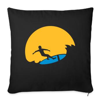 Surfeur Sun Wave - Housse de coussin décorative 45 x 45 cm - noir - Devant