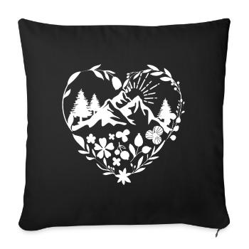 Flowers Forest Hiking Mountains Love Design - Sofa pillowcase 17,3'' x 17,3'' (45 x 45 cm) - black - Front