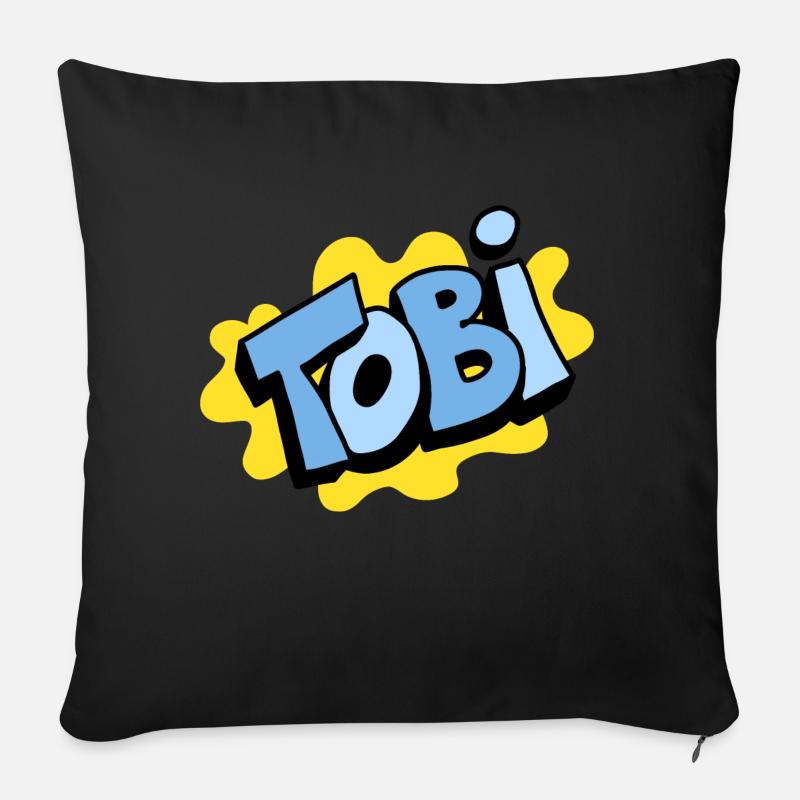 Grafitti Nom Tobi - Housse de coussin décorative 45 x 45 cm - noir