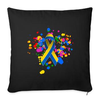 Chemise de la Gay Pride avec ruban de paix ukrainien - Housse de coussin décorative 45 x 45 cm - noir - Devant