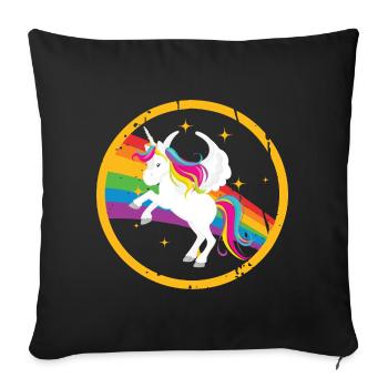 Fabulous unicorn with rainbow mane - Sofa pillowcase 17,3'' x 17,3'' (45 x 45 cm) - black - Front