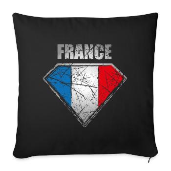 France Superhero Flag Vintage Retro Symbol - Sofa pillowcase 17,3'' x 17,3'' (45 x 45 cm) - black - Front