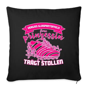 Fußballerin Frauenfußball Spielerin Prinzessin - Sofakissenbezug 45 x 45 cm - Schwarz - Vorne