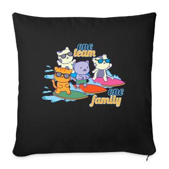 team family cat surfing department head mother - Sofa pillowcase 17,3'' x 17,3'' (45 x 45 cm) - black - Front