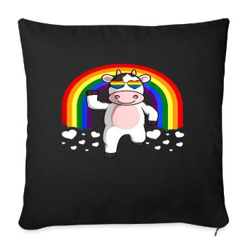Regenbogen Einhorn LGBTQ - Sofakissenbezug 45 x 45 cm - Schwarz - Vorne
