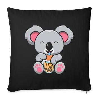 Bubble Milk Tea Koala Drinking Boba Milk Tea - Sofakissenbezug 45 x 45 cm - Schwarz - Vorne