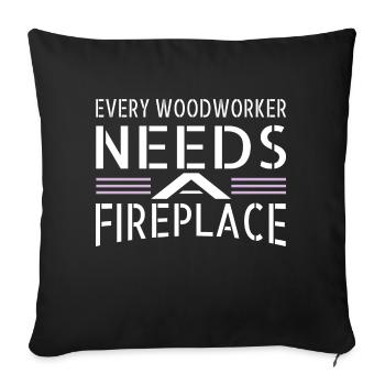 menuiserie funshirt humour cadeau menuisier - Housse de coussin décorative 45 x 45 cm - noir - Devant