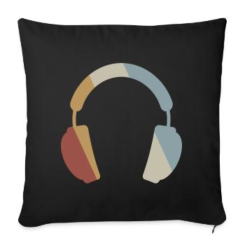 Headphones Retro Style Vintage - Sofa pillowcase 17,3'' x 17,3'' (45 x 45 cm) - black - Front