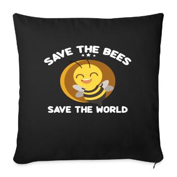 Save the Bees Save the World - Sofa pillowcase 17,3'' x 17,3'' (45 x 45 cm) - black - Front