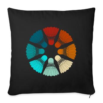 Badminton - Shuttlecocks Colorful - Sofa pillowcase 17,3'' x 17,3'' (45 x 45 cm) - black - Front