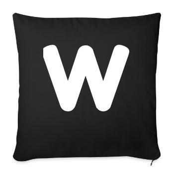 W - Win - Chat - Twitch - Stream - Youtube - L - Sofa pillowcase 17,3'' x 17,3'' (45 x 45 cm) - black - Front