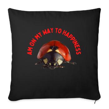 Ladybugs on the way to happiness - Sofa pillowcase 17,3'' x 17,3'' (45 x 45 cm) - black - Front