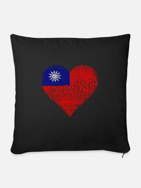 Taiwan Heart - Sofakissenbezug 45 x 45 cm - Schwarz