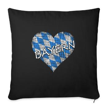 Bayern Herz - Sofakissenbezug 45 x 45 cm - Schwarz - Vorne
