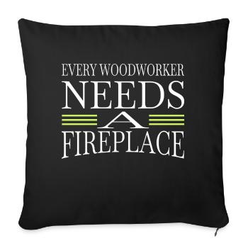 dictons couper le marteau-piqueur en bois - Housse de coussin décorative 45 x 45 cm - noir - Devant