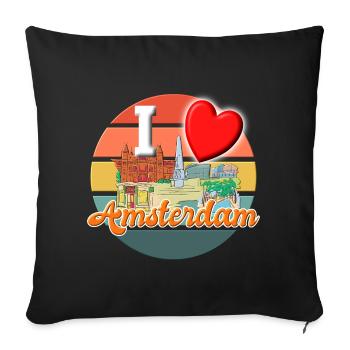 I love Amsterdam Holiday T-Shirt - Sofa pillowcase 17,3'' x 17,3'' (45 x 45 cm) - black - Front