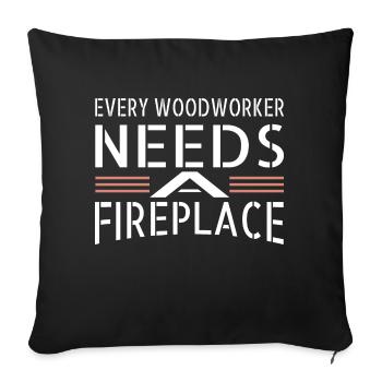 drôles dictons charpentier plombier idée cadeau blagues - Housse de coussin décorative 45 x 45 cm - noir - Devant
