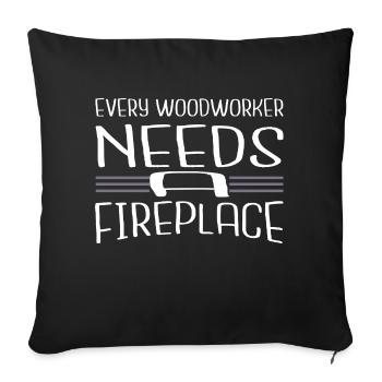 carpenter joke hearbeat chainsaw carpenter - Sofa pillowcase 17,3'' x 17,3'' (45 x 45 cm) - black - Front