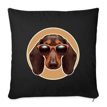 Amateurs de chiens rétro teckel - Housse de coussin décorative 45 x 45 cm - noir - Devant