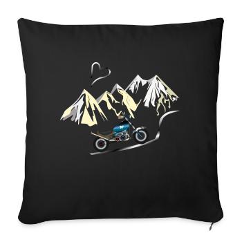 Moto et montagne égalent liberté vécue - Housse de coussin décorative 45 x 45 cm - noir - Devant