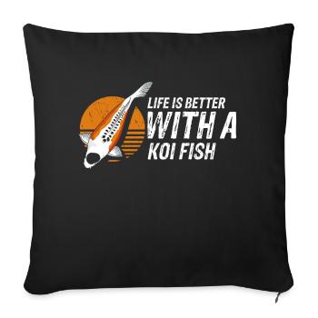 Life Is Better With A Koi Fish Cool Vintage - Sofa pillowcase 17,3'' x 17,3'' (45 x 45 cm) - black - Front