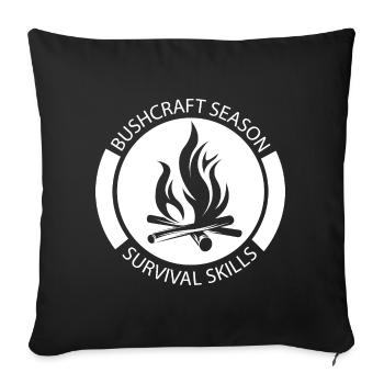 Saison des étiquettes de survie de brousse Symbole Icône de feu - Housse de coussin décorative 45 x 45 cm - noir - Devant