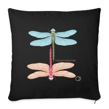 Libellules et transformation par CD - Housse de coussin décorative 45 x 45 cm - noir - Devant