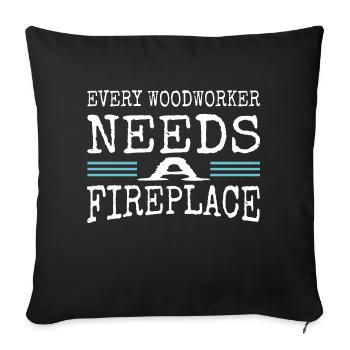 citation tronçonneuse arbre bûcheron bûcheron - Housse de coussin décorative 45 x 45 cm - noir - Devant