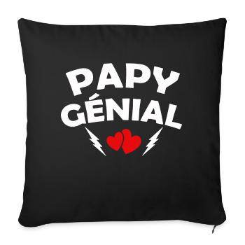 papy génial / humour grand-père / papy formidable - Housse de coussin décorative 45 x 45 cm - noir - Devant